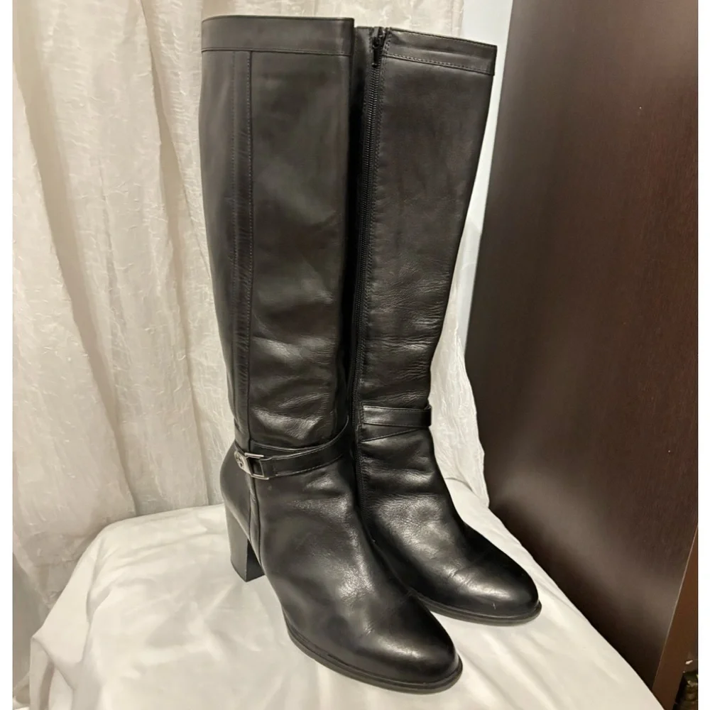 Giani Bini Women's Black Leather Rozario Memory Foam Dress Boots Size 10 - Picture 5 of 8